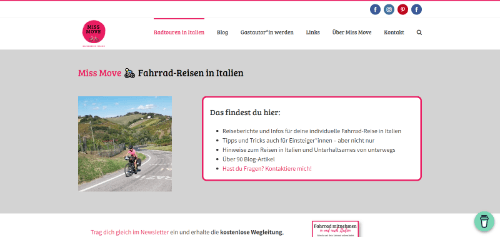 fahrrad.de Blogwahl 2022 - Radreise & Bikepacking: Blog missmove.ch